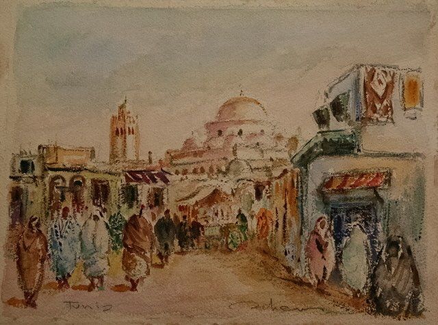 Drawing titled "SOUKS A TUNIS" by Schems, Original Artwork