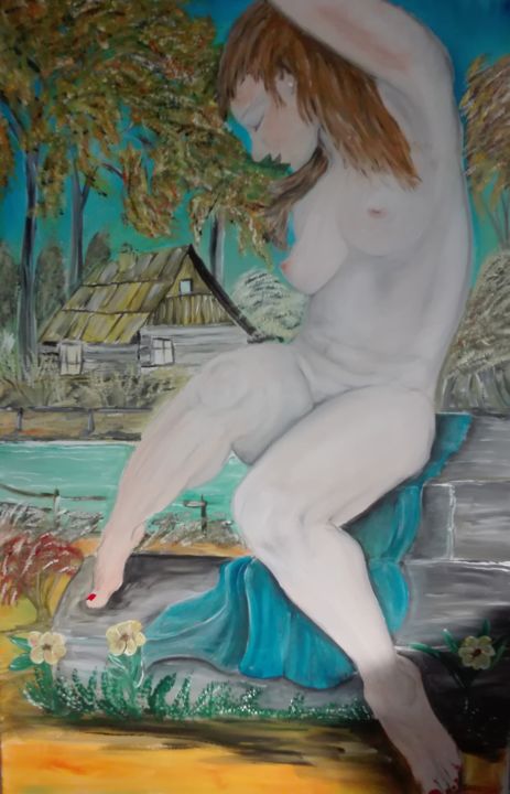 Schilderij getiteld "naak vrouw" door Hubert Geraerts, Origineel Kunstwerk, Acryl