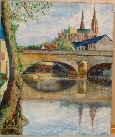 Painting titled "Chartres" by Francis Privet, Original Artwork