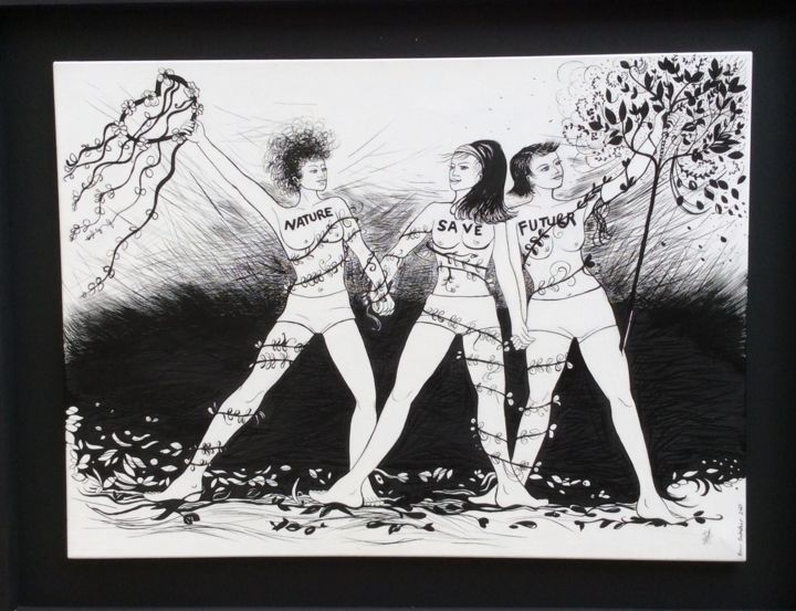 Disegno intitolato "Revolution Nature" da Patricia Schmitzer, Opera d'arte originale, Inchiostro