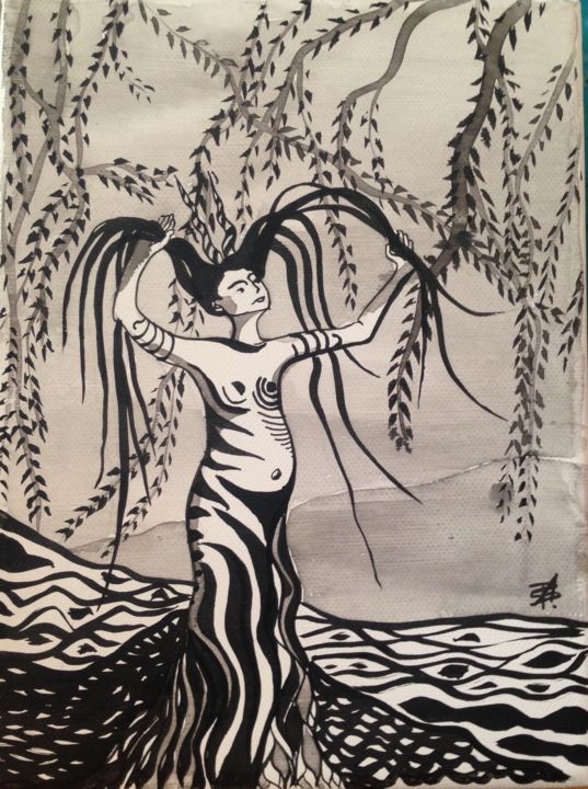 Desenho intitulada "Gaïa" por Patricia Schmitzer, Obras de arte originais, Tinta