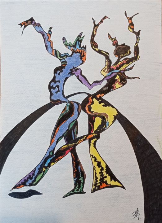 제목이 "Dancing"인 미술작품 Patricia Schmitzer로, 원작, 잉크