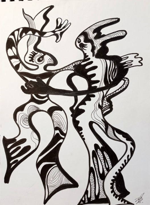 Desenho intitulada "Disco" por Patricia Schmitzer, Obras de arte originais, Tinta