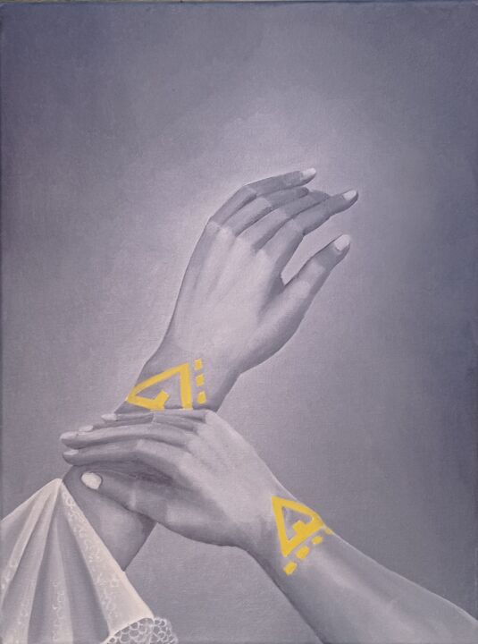 Peinture intitulée "Jeu de mains 3" par Patricia Schmitzer, Œuvre d'art originale, Huile