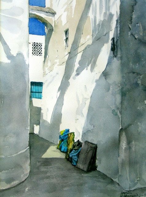 Painting titled "andalusische Stadt,…" by Wolfgang Schneeweiss, Original Artwork