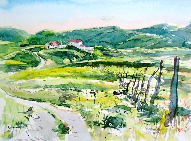 Painting titled "andalusisches Farmh…" by Wolfgang Schneeweiss, Original Artwork