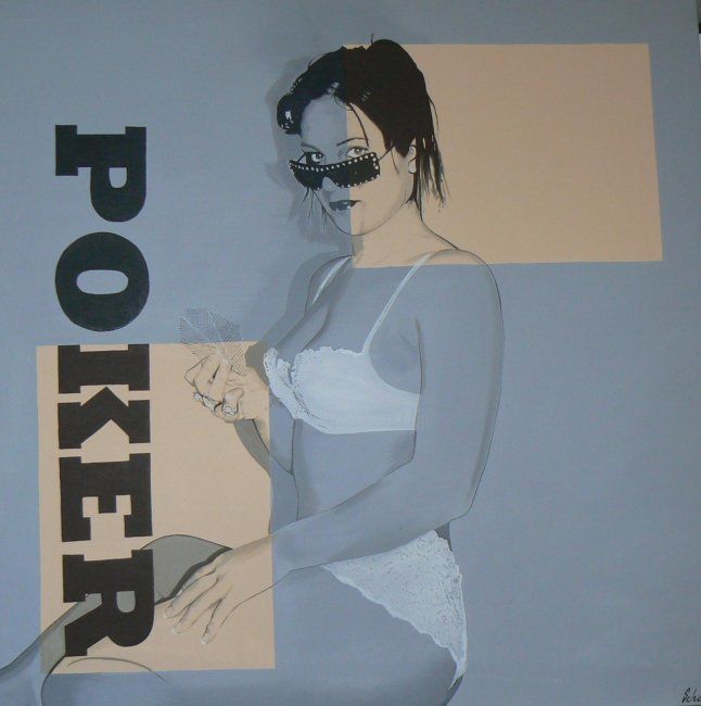 Peinture intitulée "La femme poker" par Schohn, Œuvre d'art originale