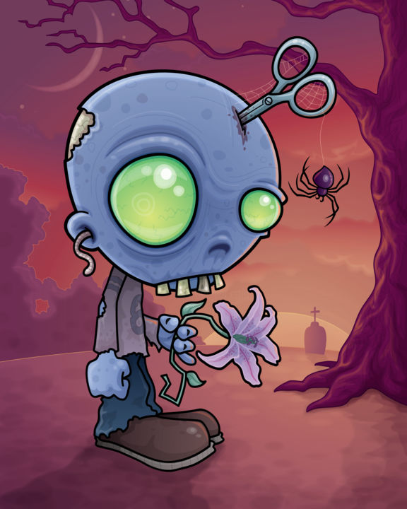 Digital Arts titled "Zombie Jr." by John Schwegel, Original Artwork, 2D Digital Work