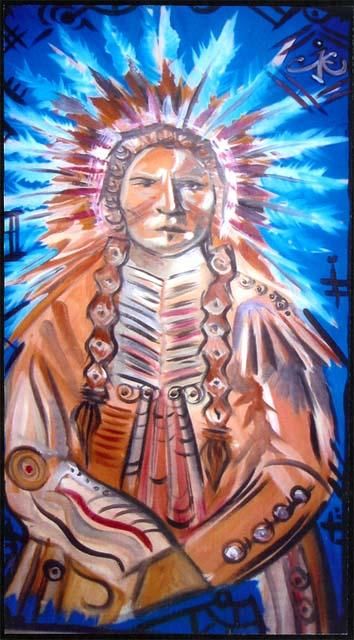 Peinture intitulée "PROUD CHIEF " par Stephen Craig Illustrations, Œuvre d'art originale