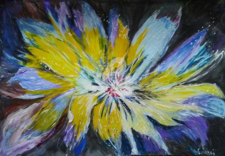 Pittura intitolato "Fiore d'inverno" da Maria Silveria Sciarra, Opera d'arte originale, Tempera