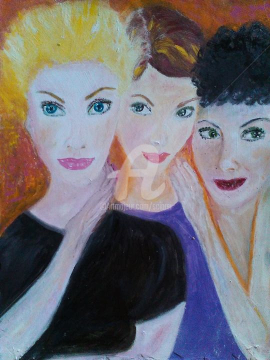 Картина под названием "Lily et ses amies" - Maria Silveria Sciarra, Подлинное произведение искусства, Темпера