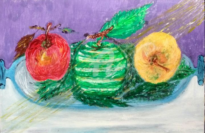 Pintura titulada "Winter Apples" por Maria Silveria Sciarra, Obra de arte original, Témpera