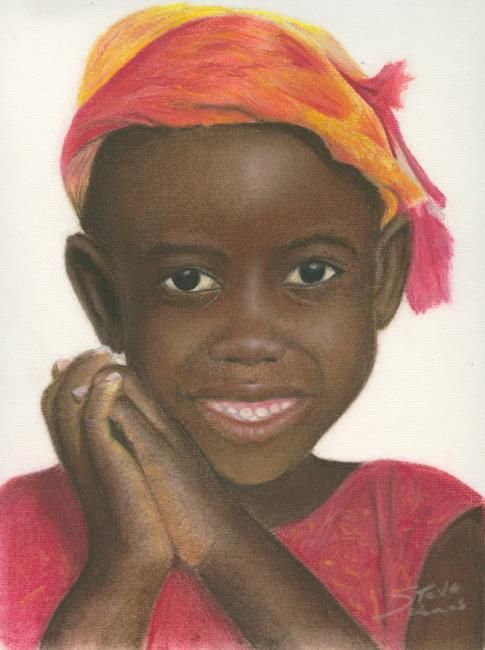 Dessin intitulée "African girl" par Steve Sciberras, Œuvre d'art originale