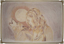 Painting titled "donna lupo" by Orazio Scilimpa, Original Artwork