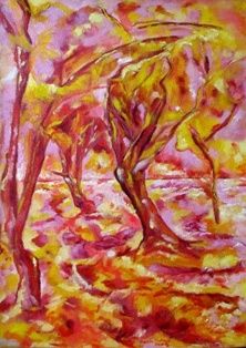 Painting titled "Àrboles I" by Sonia Constanza Molina Cardenas, Original Artwork