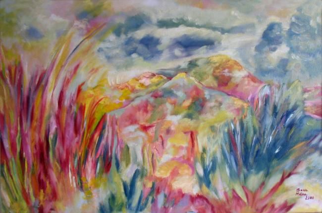 Painting titled "Atmosfera en Verde" by Sonia Constanza Molina Cardenas, Original Artwork