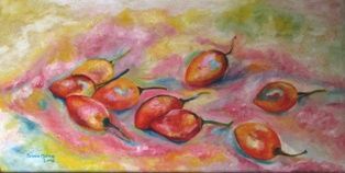 Painting titled "Tomates" by Sonia Constanza Molina Cardenas, Original Artwork