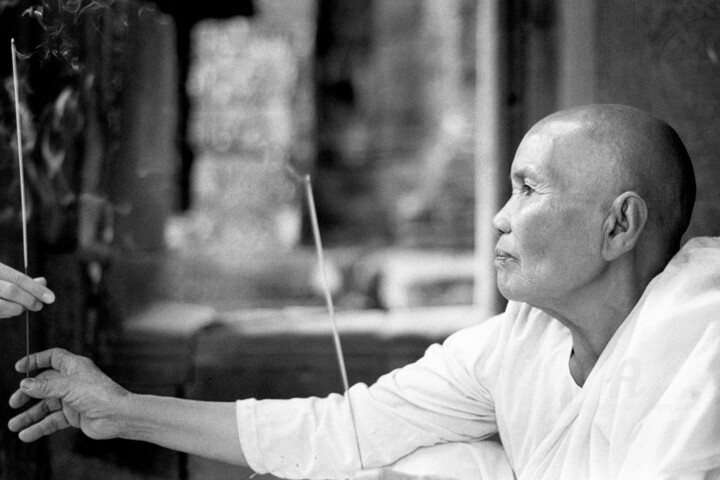 Photography titled "Monk passing incens…" by Scott Gregory Banner, Original Artwork, Analog photography