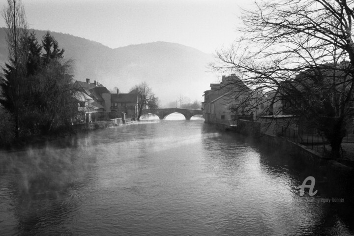 Photography titled "River and village -…" by Scott Gregory Banner, Original Artwork, Analog photography