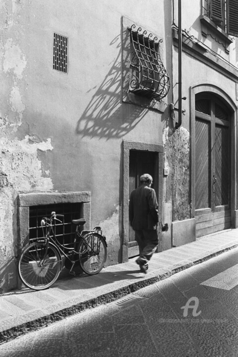 Photography titled "Man walking in a st…" by Scott Gregory Banner, Original Artwork, Analog photography