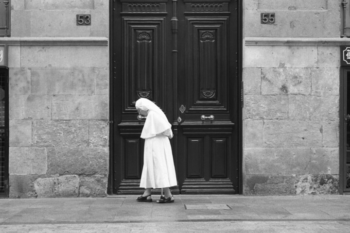 Photography titled "Nun walking - Salam…" by Scott Gregory Banner, Original Artwork, Analog photography