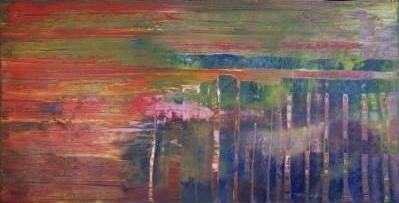 Painting titled "Pier" by Scott Spencer, Original Artwork, Oil Mounted on Wood Stretcher frame