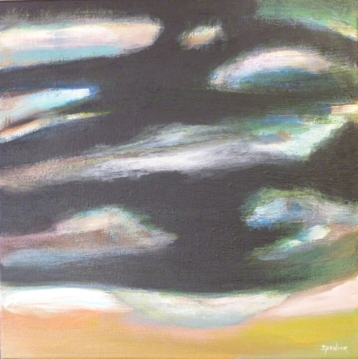 Картина под названием "Cloudy Night" - Scott Spencer, Подлинное произведение искусства, Акрил Установлен на Деревянная рама…