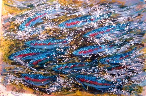 Painting titled "Trout #1" by Scott Geary, Original Art,