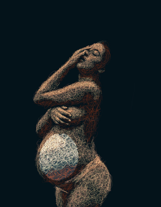 Digital Arts titled "Pregnant" by Scribbleisme, Original Artwork, Digital Painting