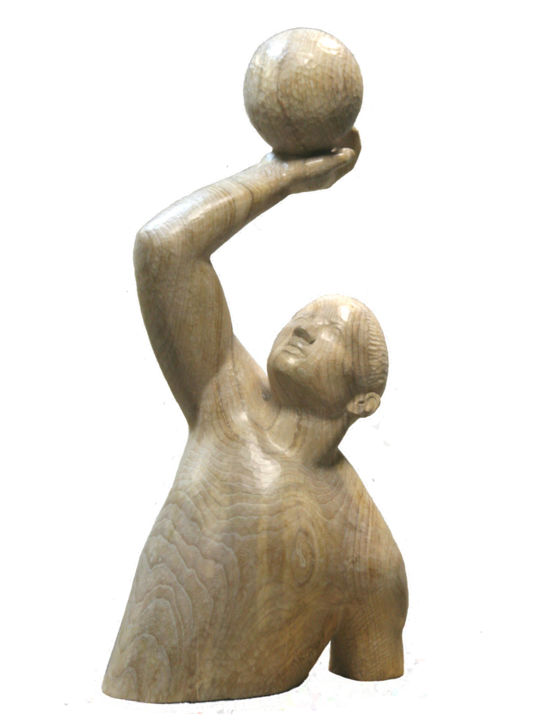 Скульптура под названием "The Goal" - Alexander Eremin, Подлинное произведение искусства, Дерево