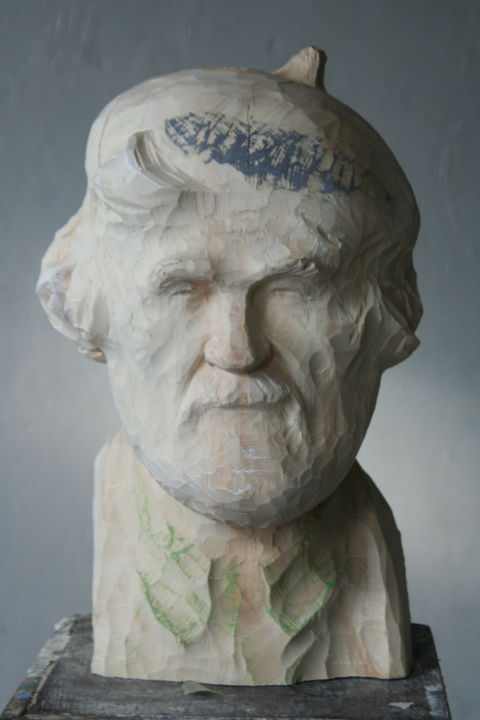 Rzeźba zatytułowany „Portrait of an Arti…” autorstwa Alexander Eremin, Oryginalna praca, Drewno