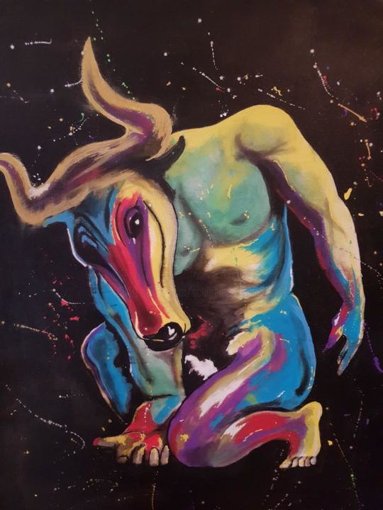 Painting titled "Taurus" by Sculpeinte Concept Dany, Original Artwork, Acrylic Mounted on Wood Stretcher frame