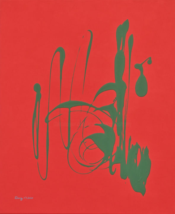 Peinture intitulée "Jet vert rouge" par Sculpeinte Concept Dany, Œuvre d'art originale, Acrylique Monté sur Châssis en bois