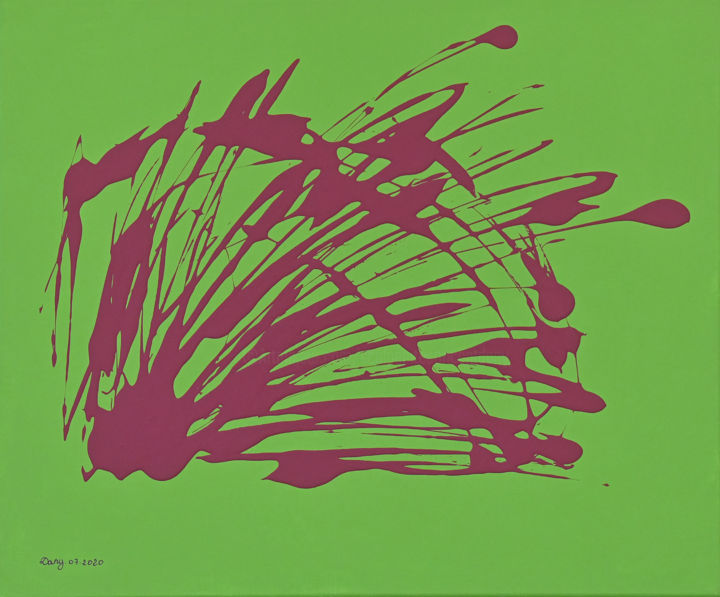 Картина под названием "Jet violet vert" - Sculpeinte Concept Dany, Подлинное произведение искусства, Акрил Установлен на Дер…