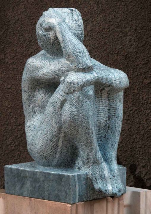 Sculpture titled "Worried" by Radoslaw Keler, Original Art, Stone