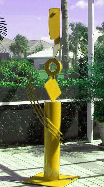 Sculpture titled "Yellow yet Courageo…" by Richard Beaulieu, Original Artwork, Metals