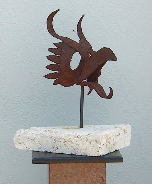 Sculpture titled "Raven Mask" by Richard Beaulieu, Original Artwork, Metals