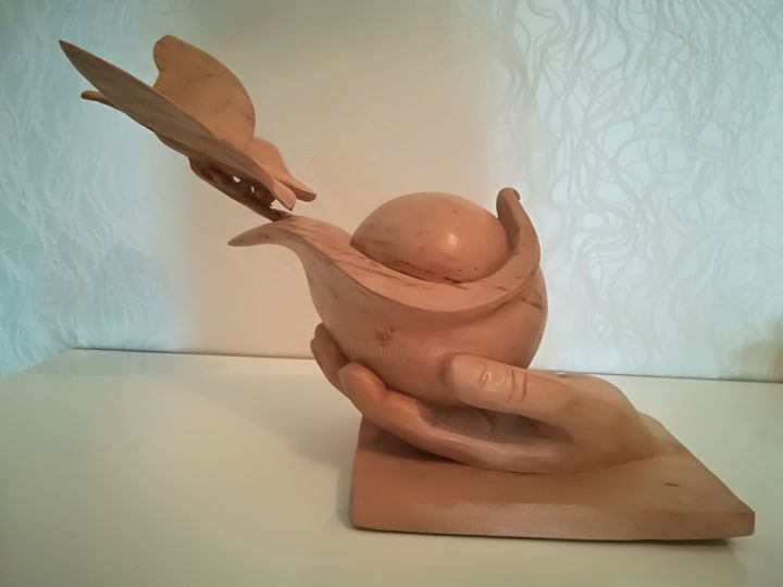 Escultura intitulada "La vie" por Emmanuel Lannoy, Obras de arte originais, Madeira