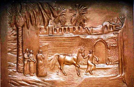 Ζωγραφική με τίτλο "horses merchant" από Ahmed Shalaby, Αυθεντικά έργα τέχνης, Λάδι