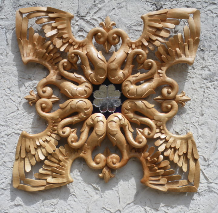 Sculpture intitulée "Les phoenix" par Alain Bruneau, Œuvre d'art originale, Bois