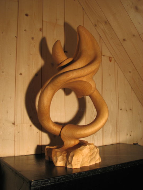 Sculpture intitulée "L'arum" par Alain Bruneau, Œuvre d'art originale, Bois