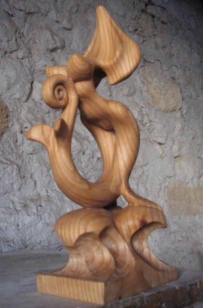 Escultura intitulada "Mélusine" por Alain Bruneau, Obras de arte originais, Madeira