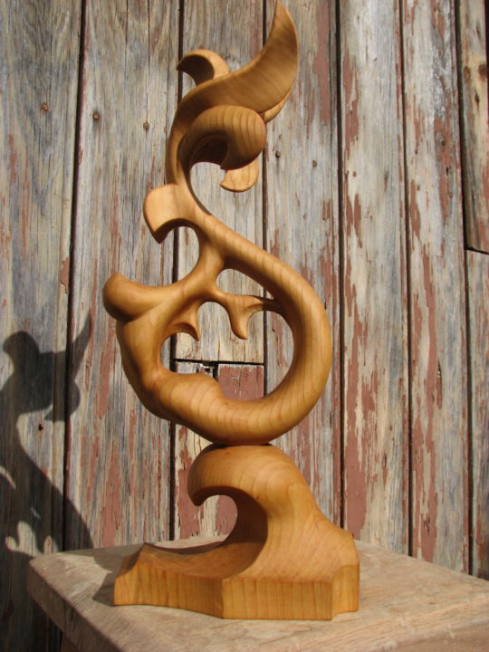 Sculpture titled "Ondine" by Alain Bruneau, Original Artwork, Wood
