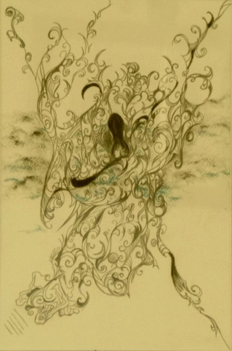 Drawing titled "legère" by Scyamn Mesmerizing, Original Artwork, Charcoal