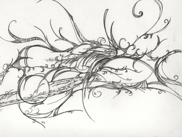 Zeichnungen mit dem Titel "la dormeur sulfureu…" von Scyamn Mesmerizing, Original-Kunstwerk, Graphit