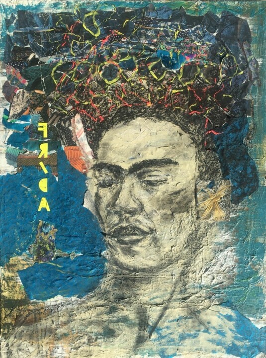 Peinture intitulée "Frida - reloaded" par Sdiacof, Œuvre d'art originale, Fusain