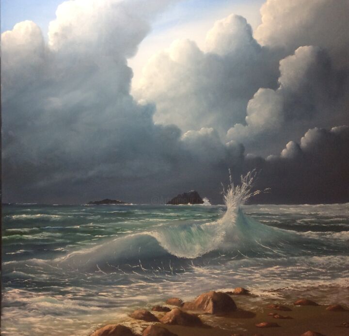 Painting titled "Banna Strand" by Sean Horan, Original Artwork, Oil Mounted on Wood Stretcher frame