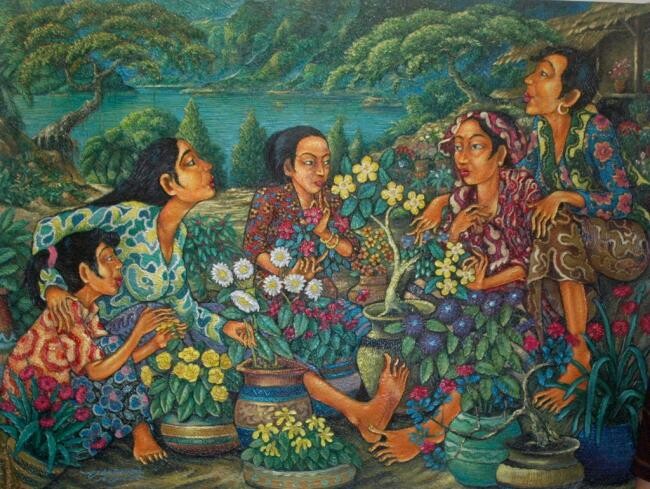 Painting titled "The Flower Saleswom…" by Sean Kelly, Original Artwork, Oil
