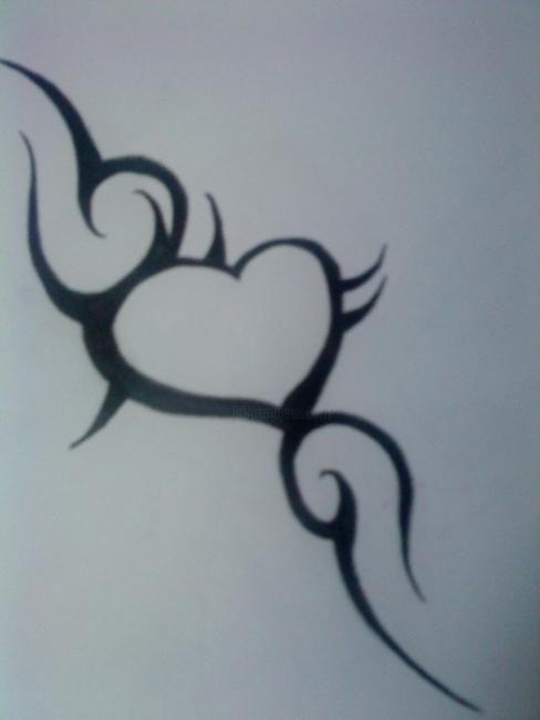 Drawing titled "Tribal Heart" by Sean Miskell, Original Artwork