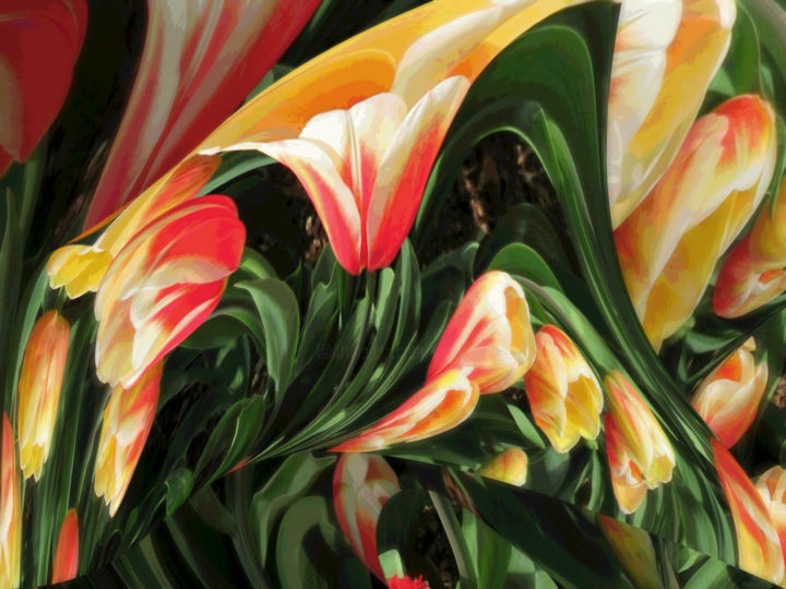 Digital Arts titled "Organic Garden 6" by Kenneth Grzesik, Original Artwork, Digital Painting